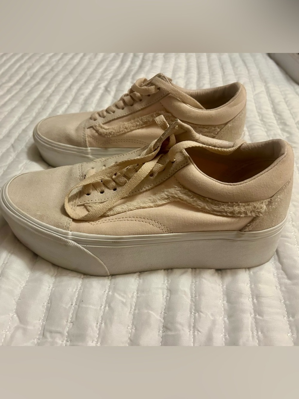 Van’s Women’s Platform Lace-Up Sneakers in Beige